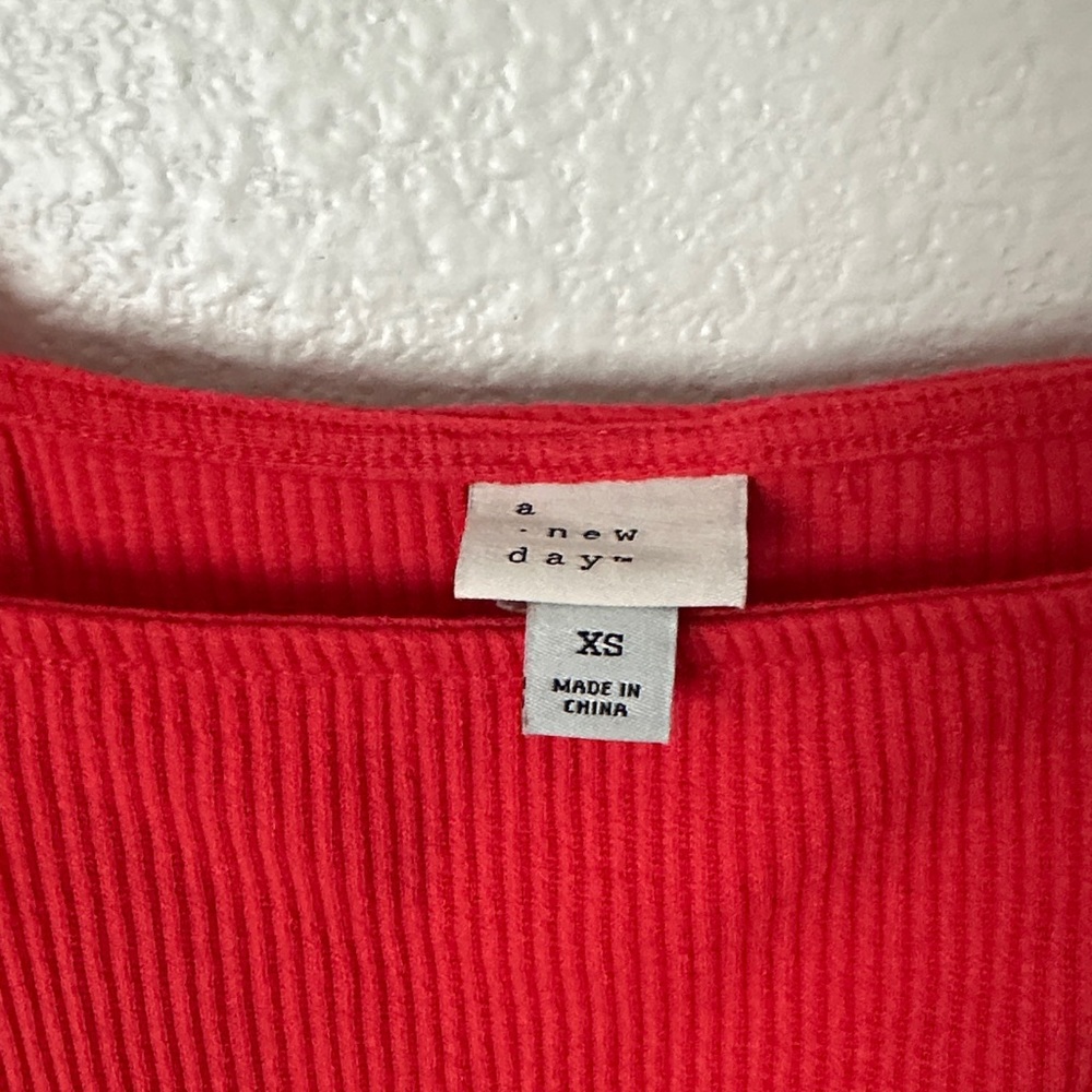 a new day Red Ribbed Tank with Ruffle Sleeves - Picture 2 of 2